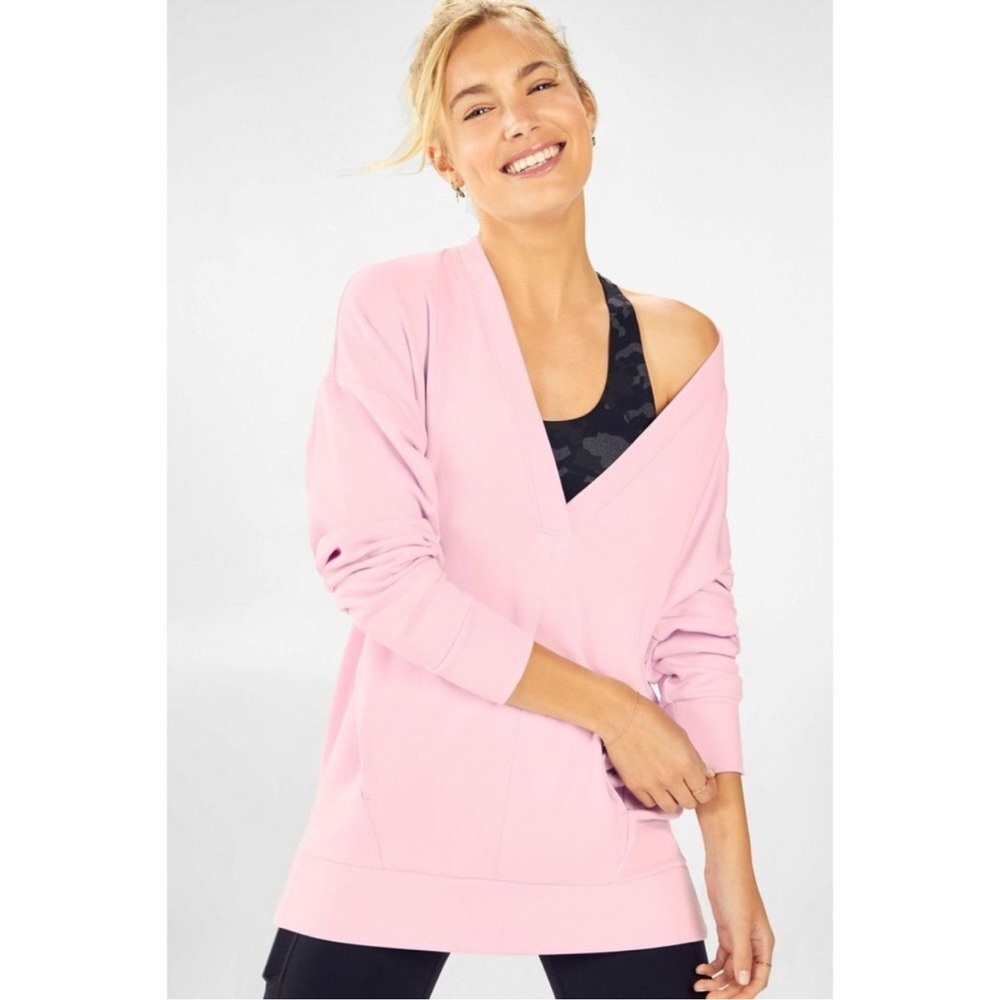 FABLETICS 2p Rosaline V Neck Pullover & Tank S Small EUC Light Petal Pink $100